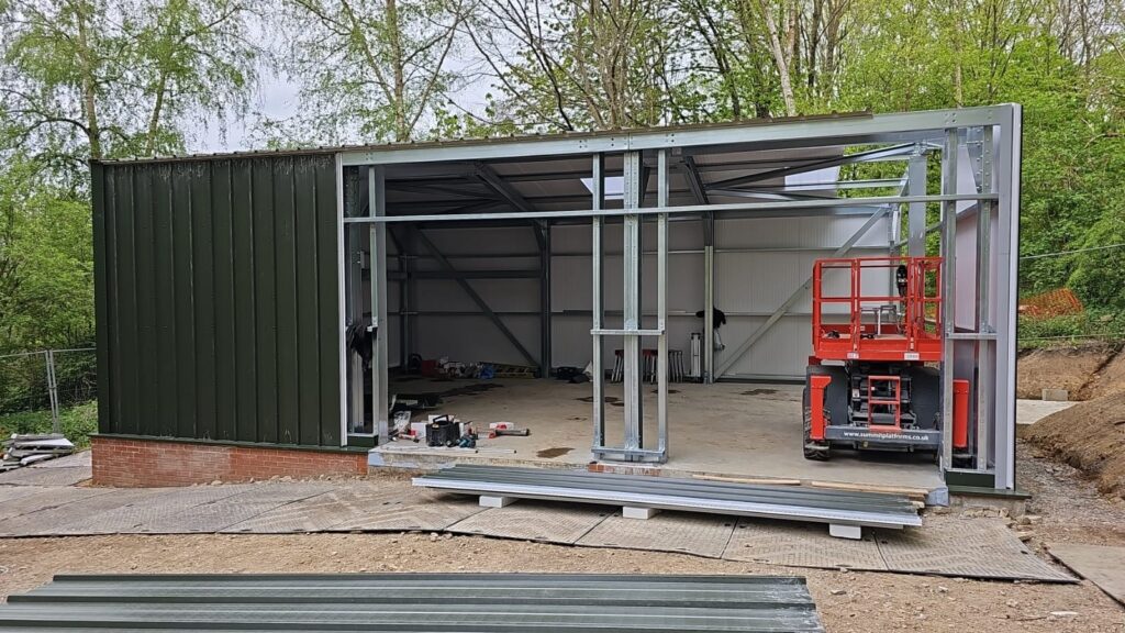 Steel Building Gallery commercial green steel workshop frame erection