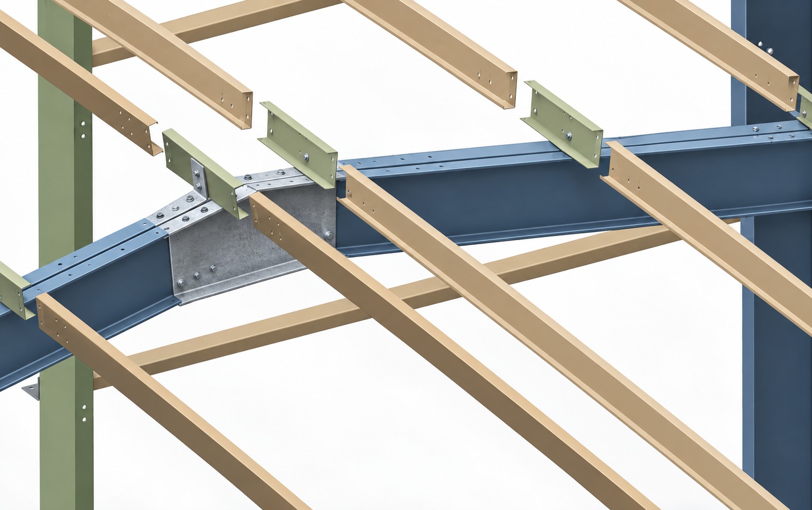 Steel Building Manufacturing commercial roof purlin rafter connection technical detail