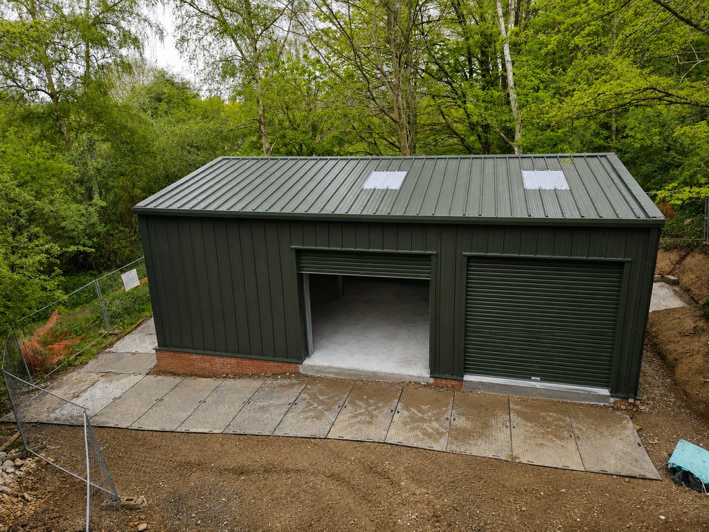 Steel Building Gallery domestic steel double garage woodland setting