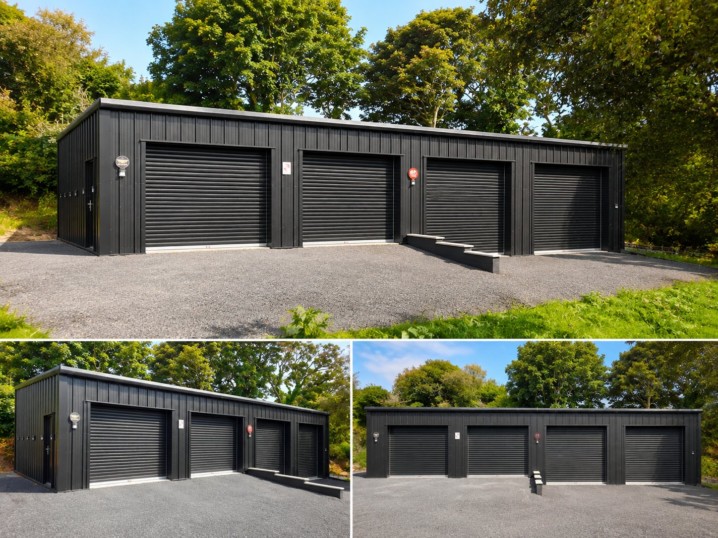 domestic four bay steel car storage garage