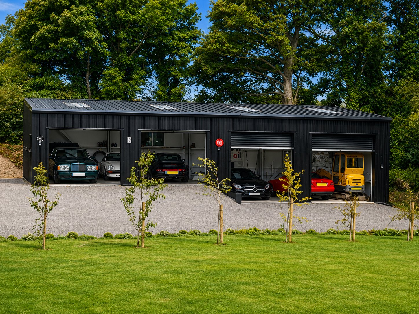 domestic multi bay steel car collection garage