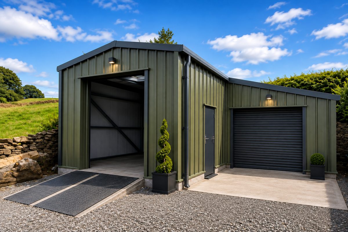 Made-to-measure domestic steel garage and workshop by Easy Steel Buildings