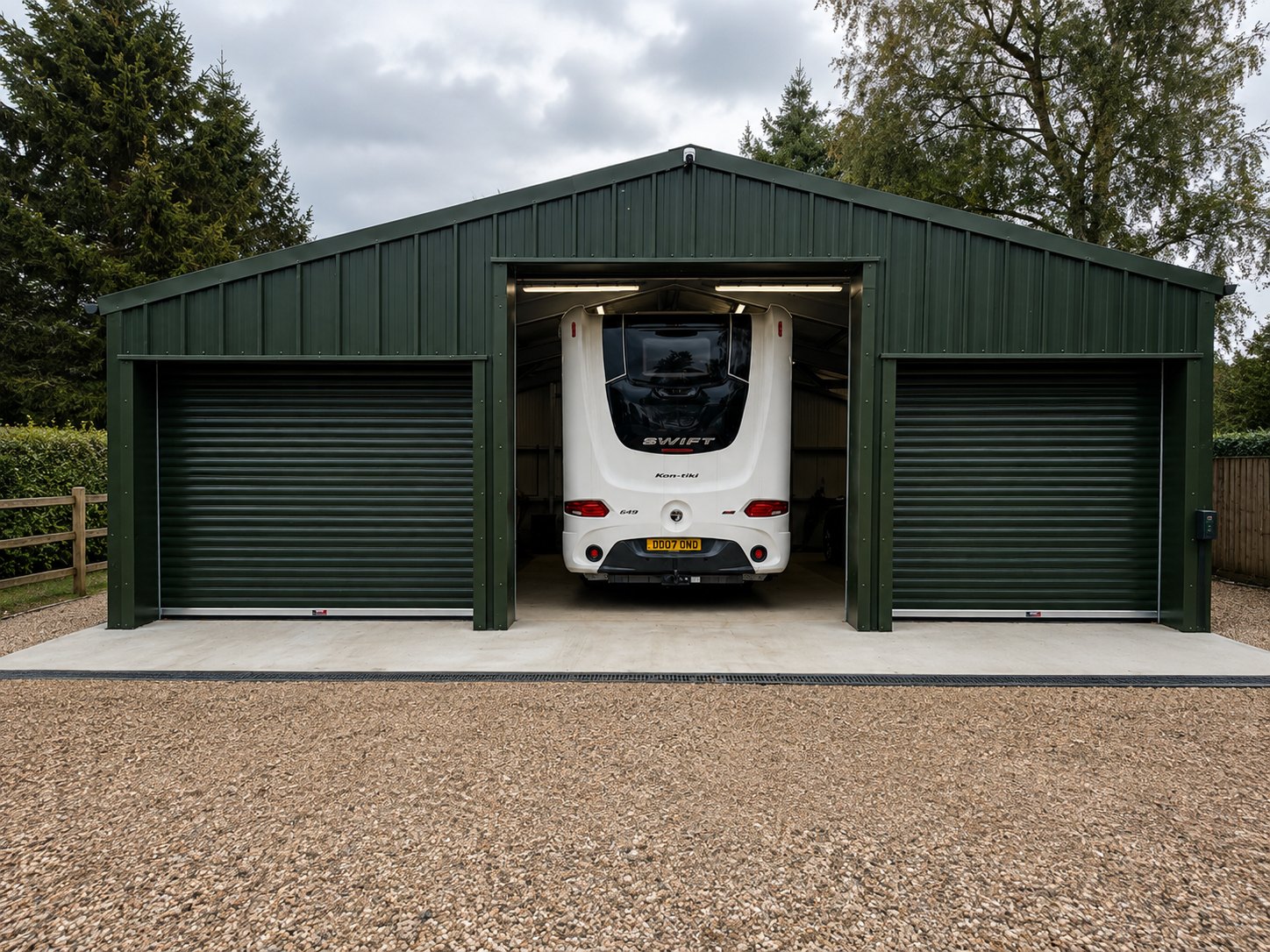 domestic triple bay steel motorhome garage