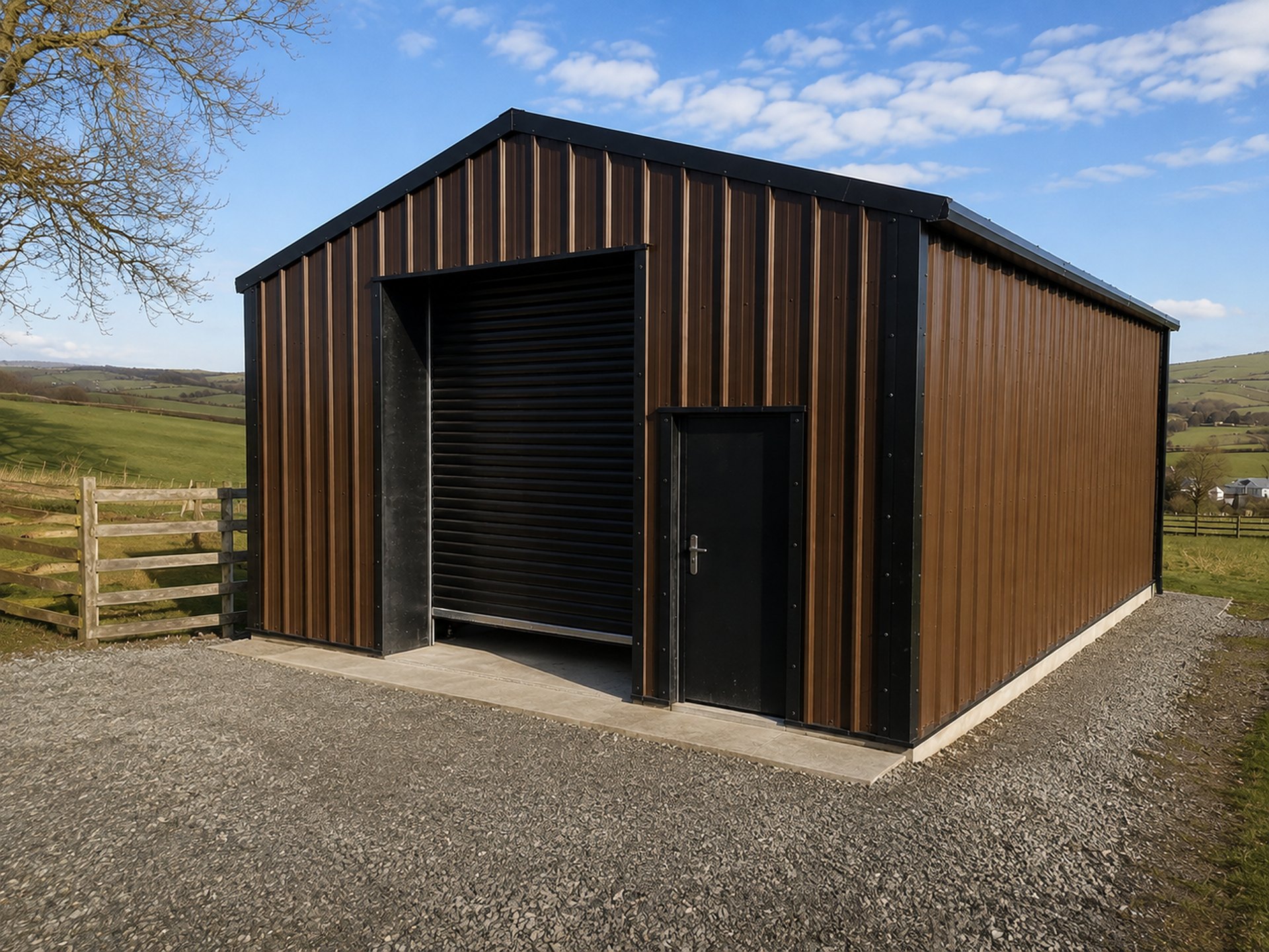 domestic vandyke brown steel garage workshop