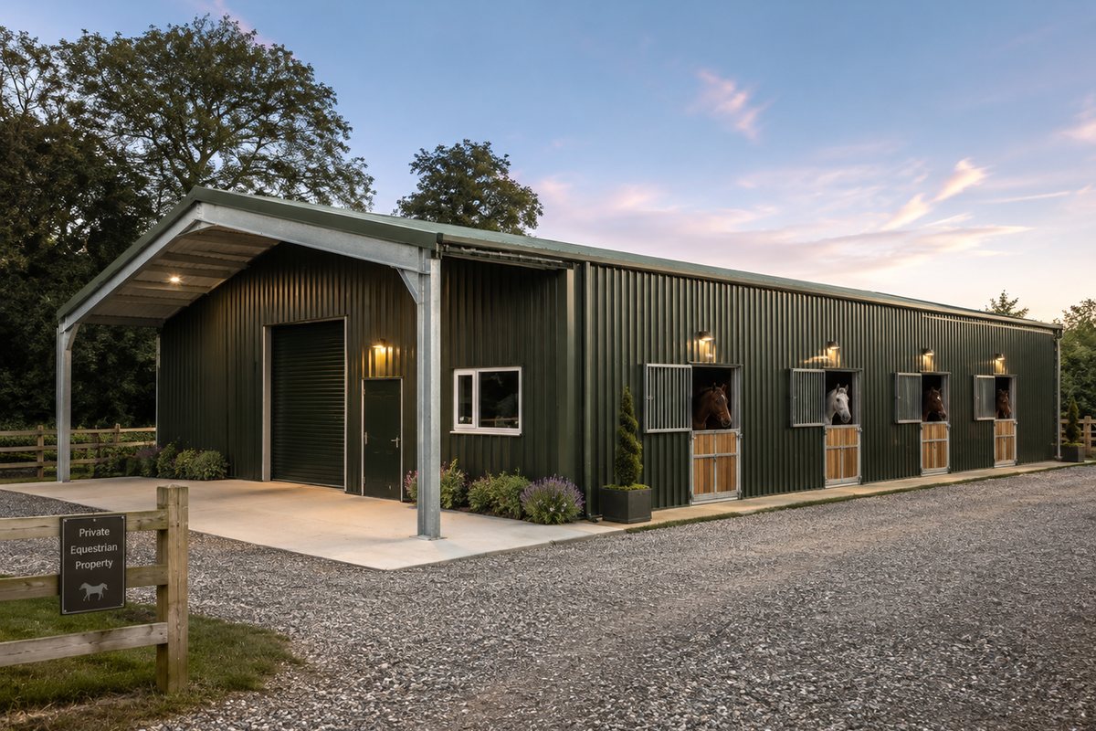 Made-to-measure equestrian steel building for stables, storage and agricultural use