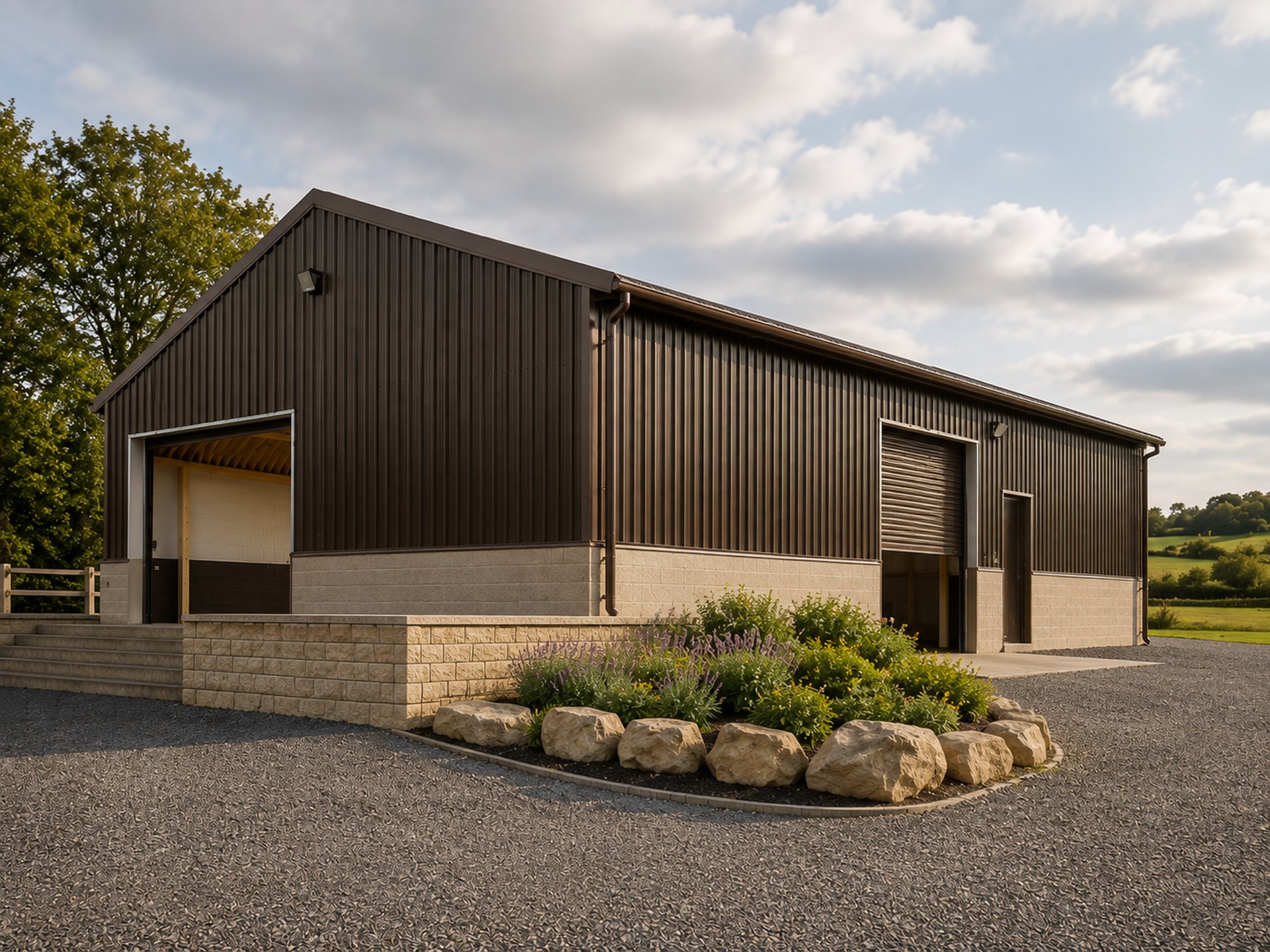 equestrian vandyke brown steel storage building