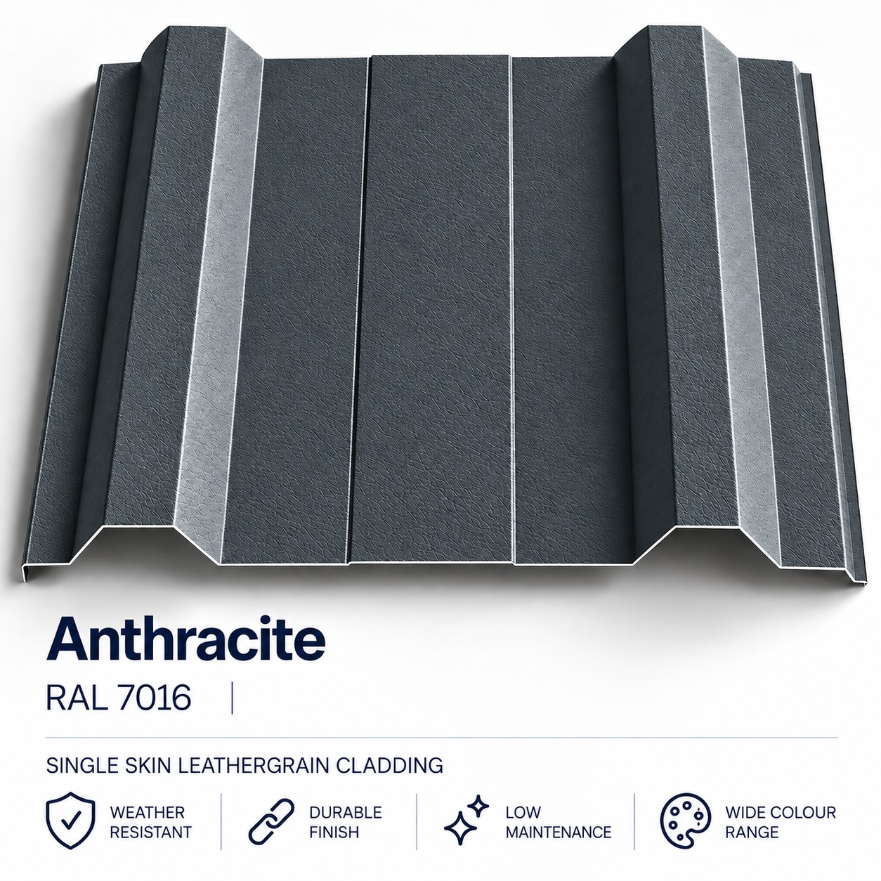 commercial anthracite single skin leathergrain cladding ral 7016