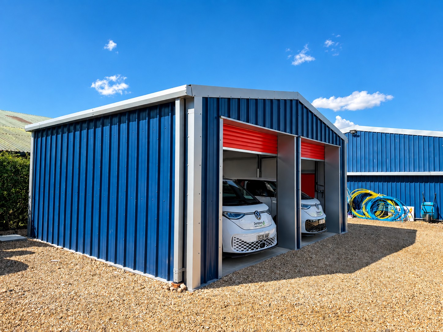 commercial blue steel building double roller shutter workshop