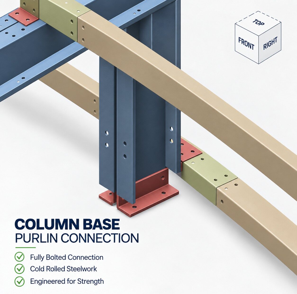 Steel Building Terminology commercial column base purlin connection technical detail