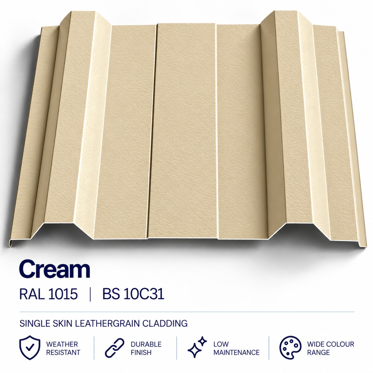 commercial cream single skin leathergrain cladding ral 1015