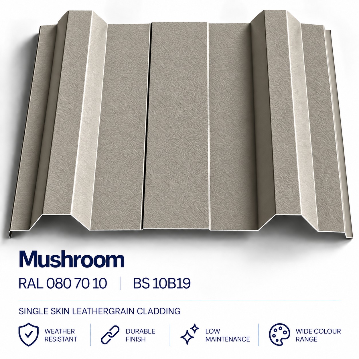 commercial mushroom single skin leathergrain cladding ral 080 70 10