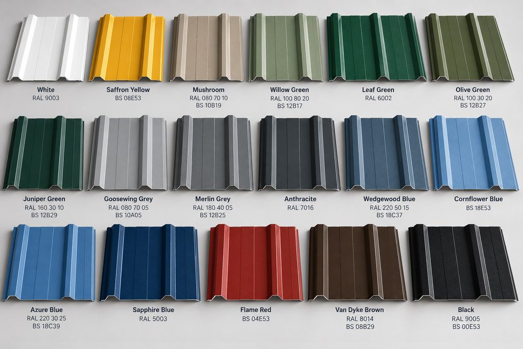 Cladding & Insulation Options commercial single skin cladding colour range