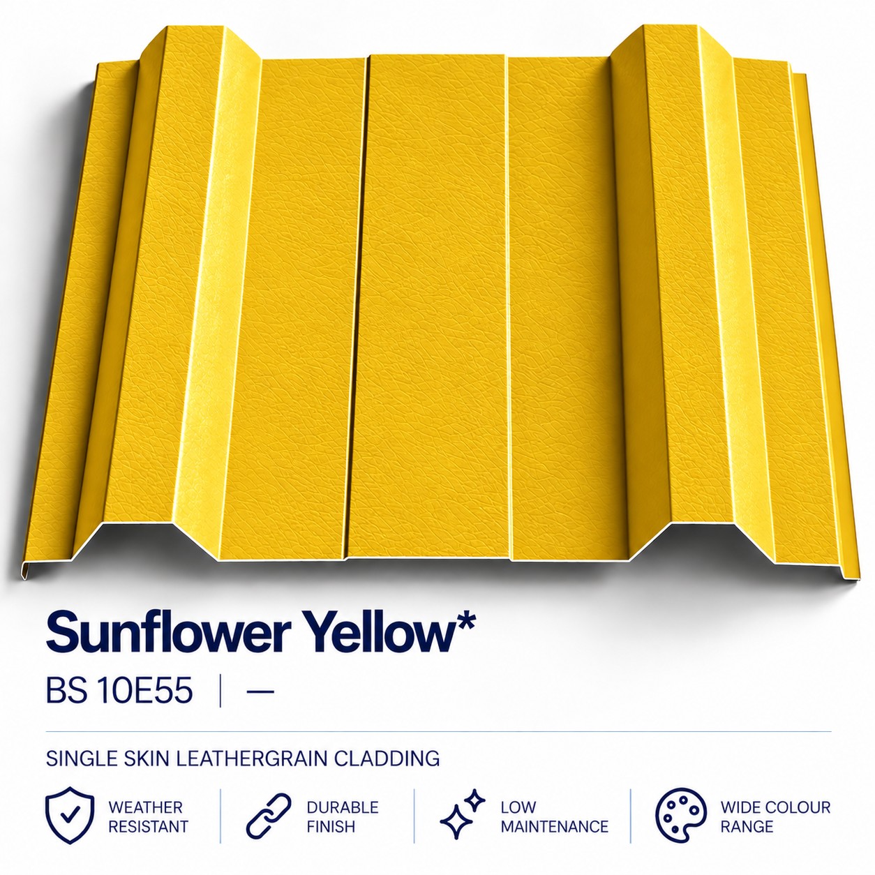 commercial sunflower yellow single skin leathergrain cladding bs 10e55