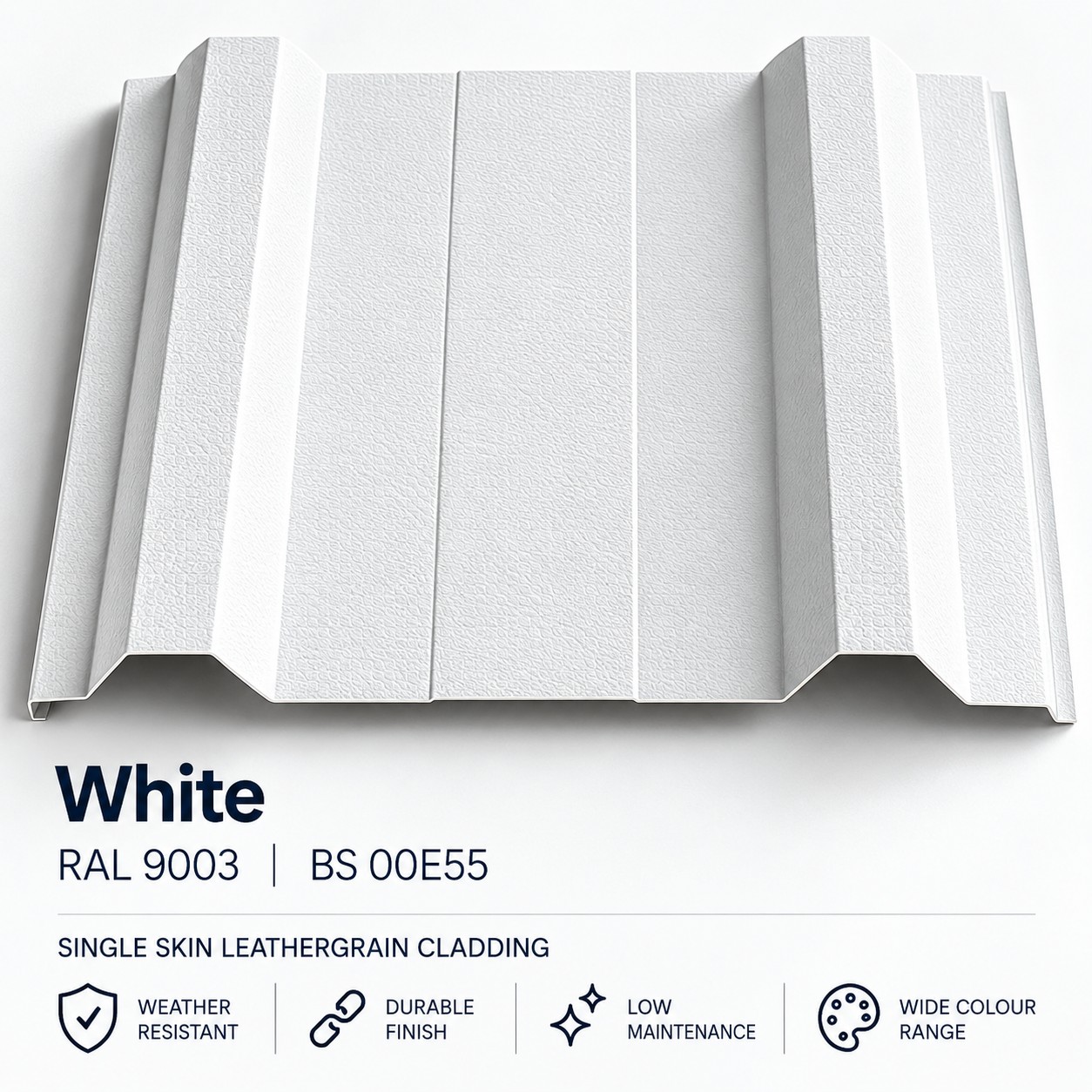commercial white single skin leathergrain cladding ral 9003